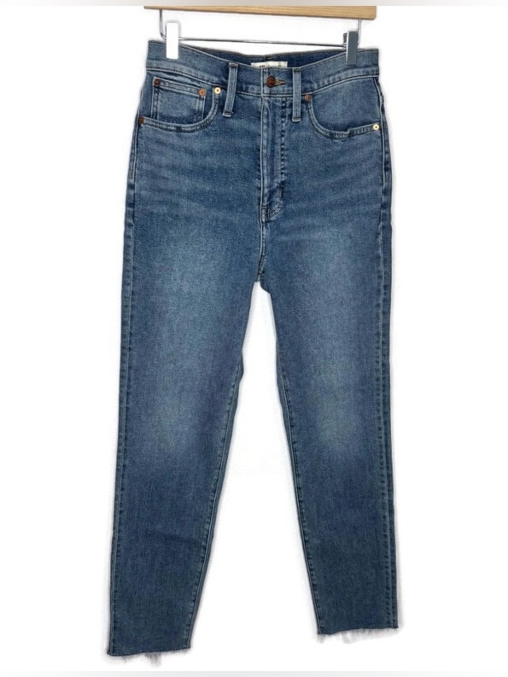 Madewell The Mom Jean Size 27 Tall Super High Waisted Raw Hem - Picture 1 of 14